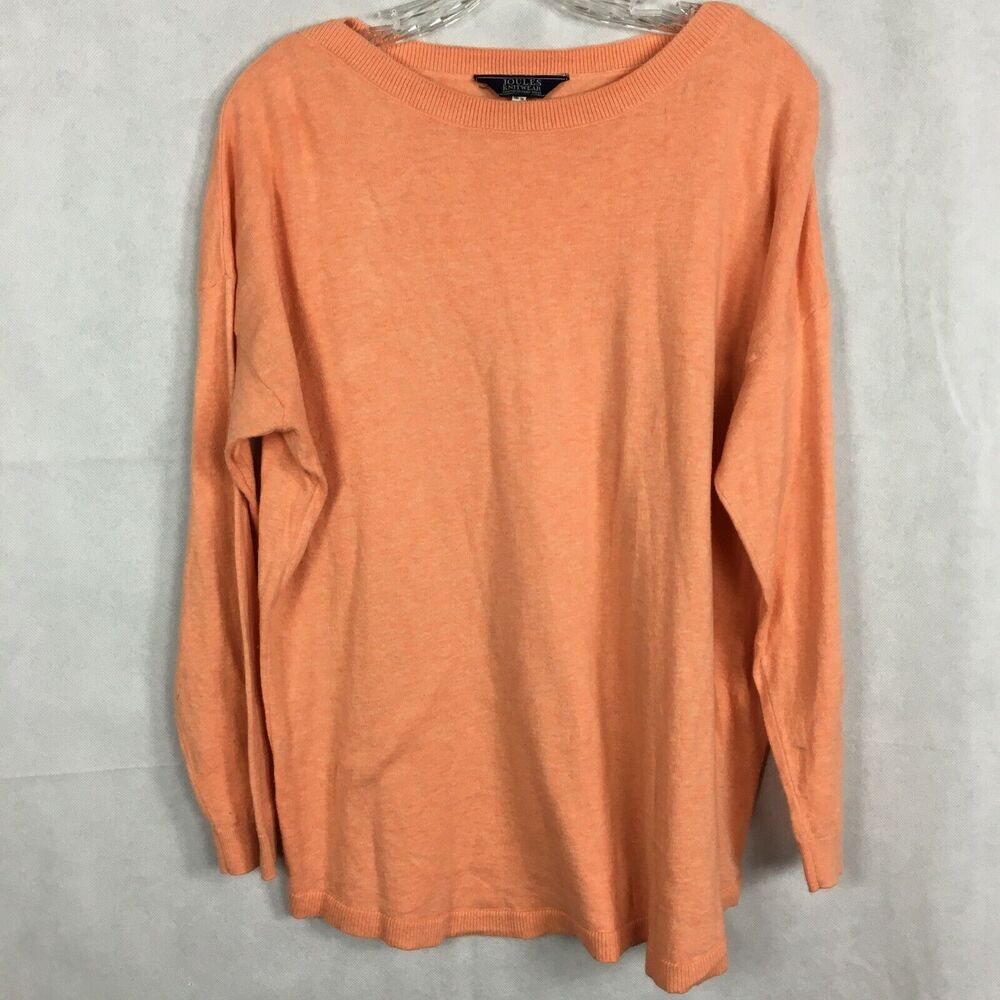 Joules Knitwear Sweater Womens‎ Sz 12 Orange Cotton Lightweight Pullover Tunic